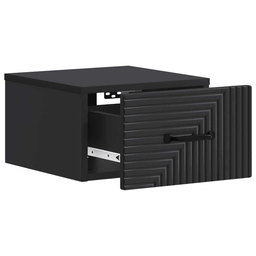 Wandbeugel Bedkast Zwart 34,5 x 33 x 20 cm Bewerkt hout