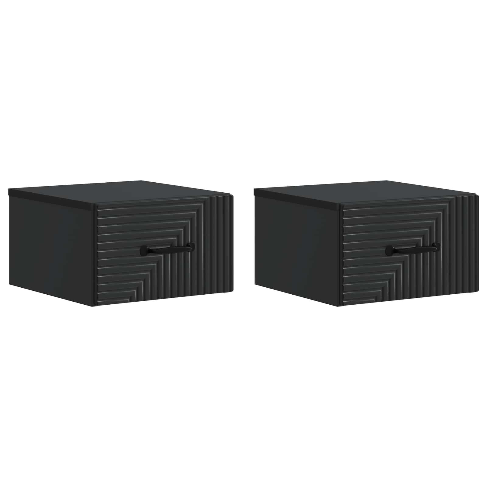 Wandbeugel Bedkast 2 pcs Zwart 34,5 x 33 x 20 cm Bewerkt hout
