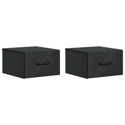 Wandbeugel Bedkast 2 pcs Zwart 34,5 x 33 x 20 cm Bewerkt hout