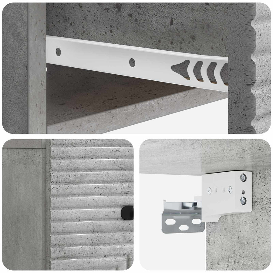 Wandbeugel Bedkast Betongrijs 34,5 x 33 x 20 cm Bewerkt hout