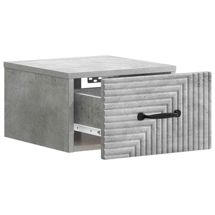 Wandbeugel Bedkast Betongrijs 34,5 x 33 x 20 cm Bewerkt hout