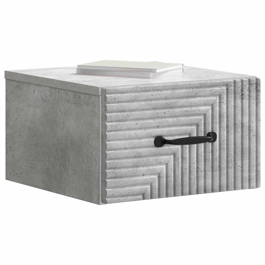 Wandbeugel Bedkast Betongrijs 34,5 x 33 x 20 cm Bewerkt hout
