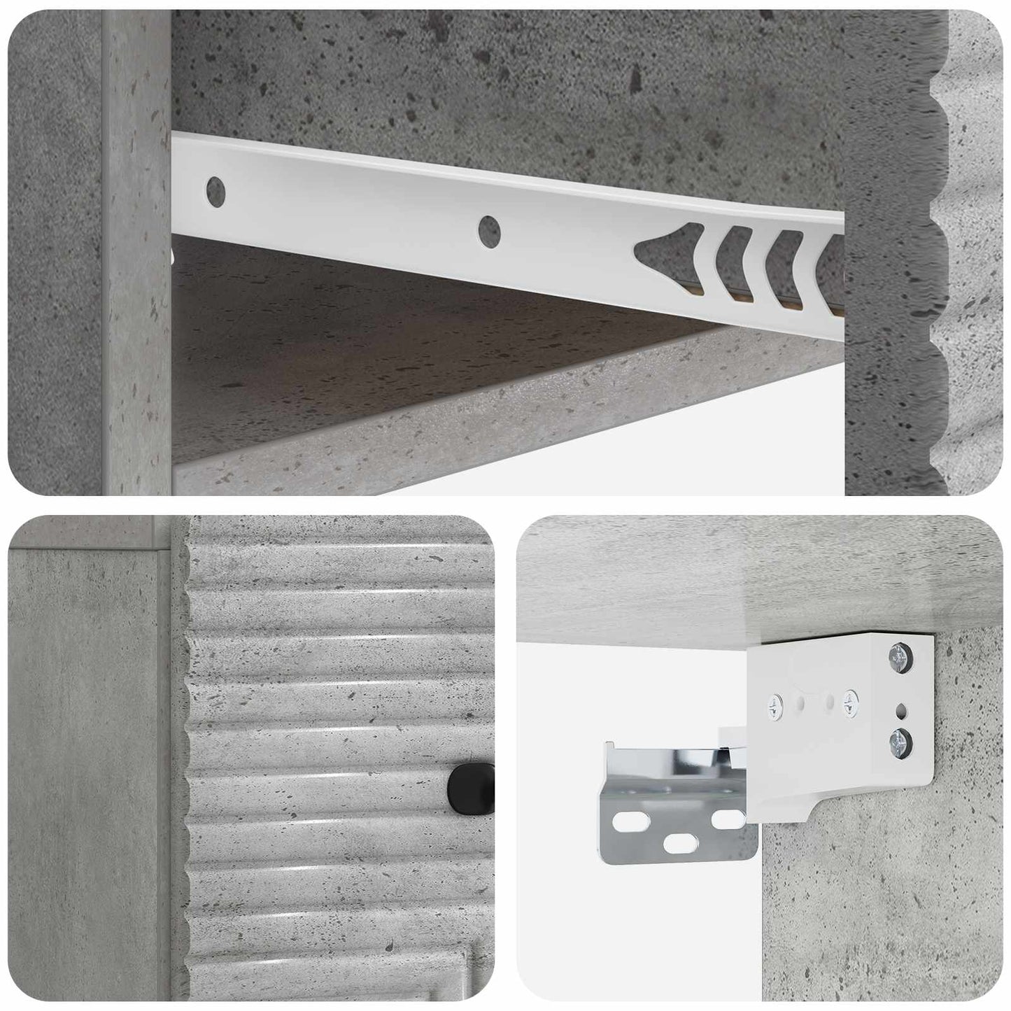 Wandbeugel Bedkast met lade 2 pcs Betongrijs 34,5 x 33 x 20 cm