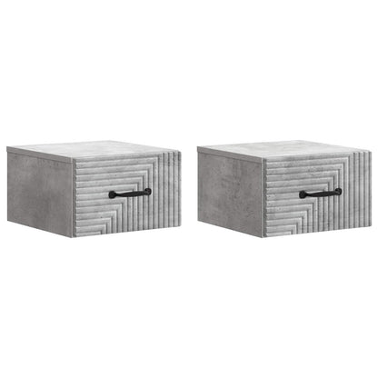 Wandbeugel Bedkast met lade 2 pcs Betongrijs 34,5 x 33 x 20 cm
