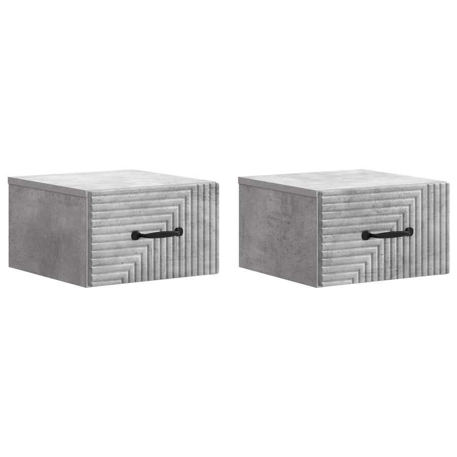 Wandbeugel Bedkast met lade 2 pcs Betongrijs 34,5 x 33 x 20 cm
