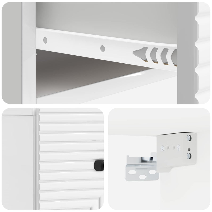 Wandbeugel Bedkast Hoogglans Wit 34,5 x 33 x 20 cm Bewerkt hout