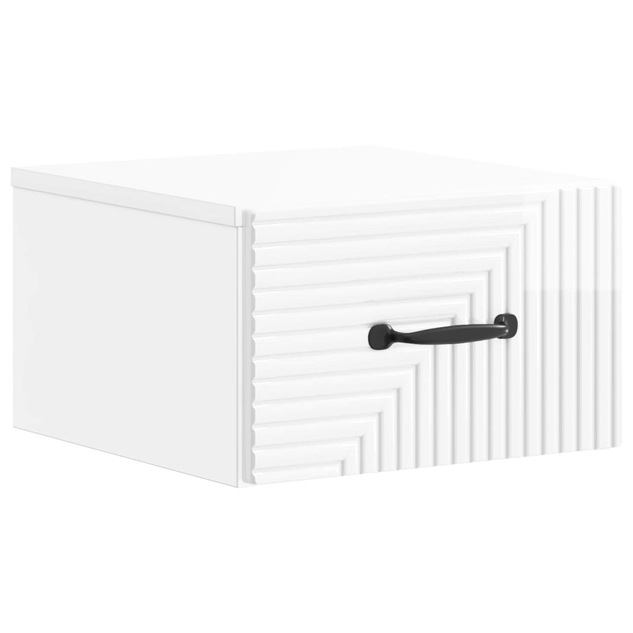 Wandbeugel Bedkast Hoogglans Wit 34,5 x 33 x 20 cm Bewerkt hout