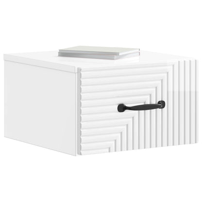 Wandbeugel Bedkast Hoogglans Wit 34,5 x 33 x 20 cm Bewerkt hout