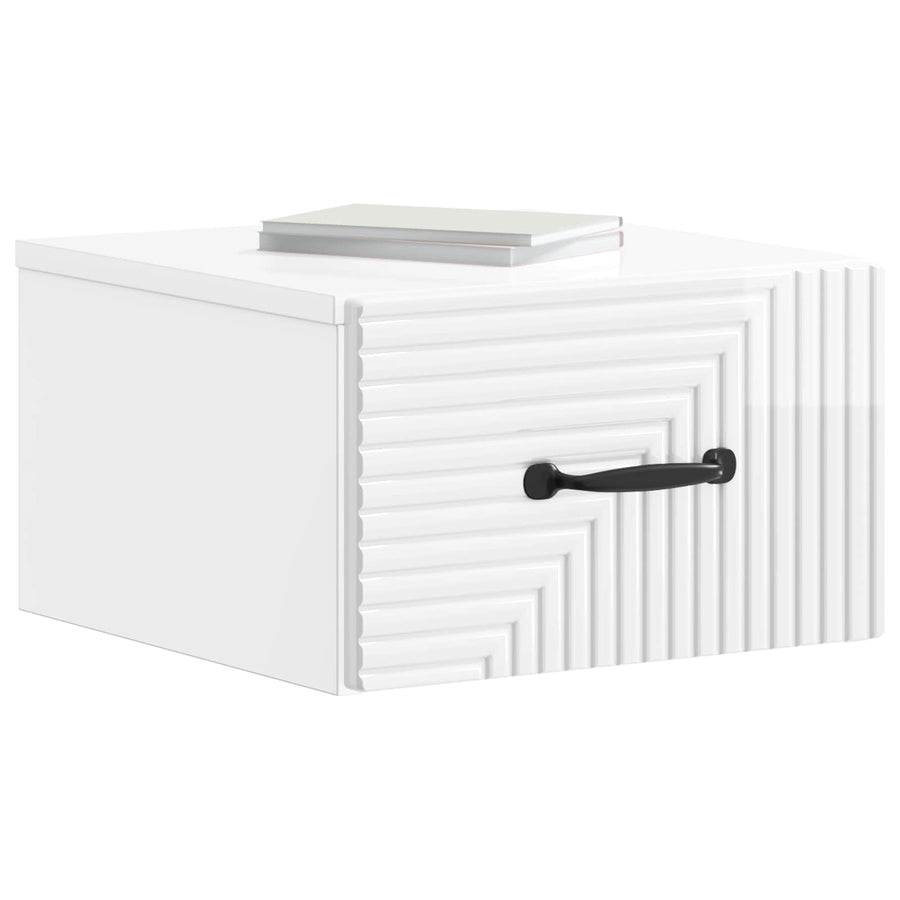 Wandbeugel Bedkast Hoogglans Wit 34,5 x 33 x 20 cm Bewerkt hout