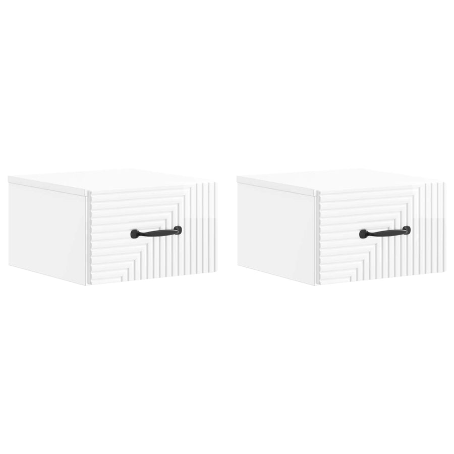 Wandbeugel Bedkast 2 pcs Hoogglans Wit 34,5 x 33 x 20 cm