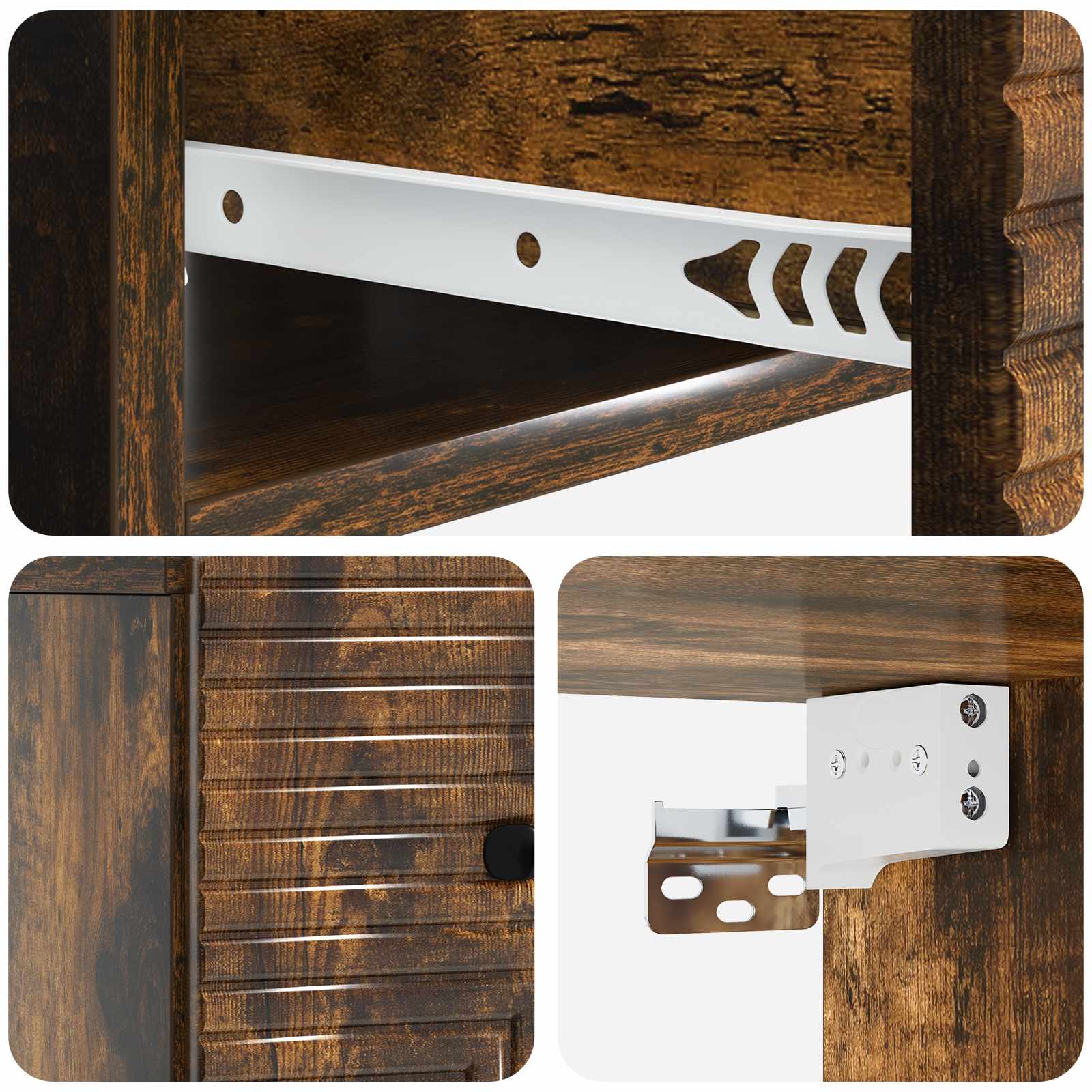 Wandbeugel Bedkast Gerookt eiken 34,5 x 33 x 20 cm Bewerkt hout
