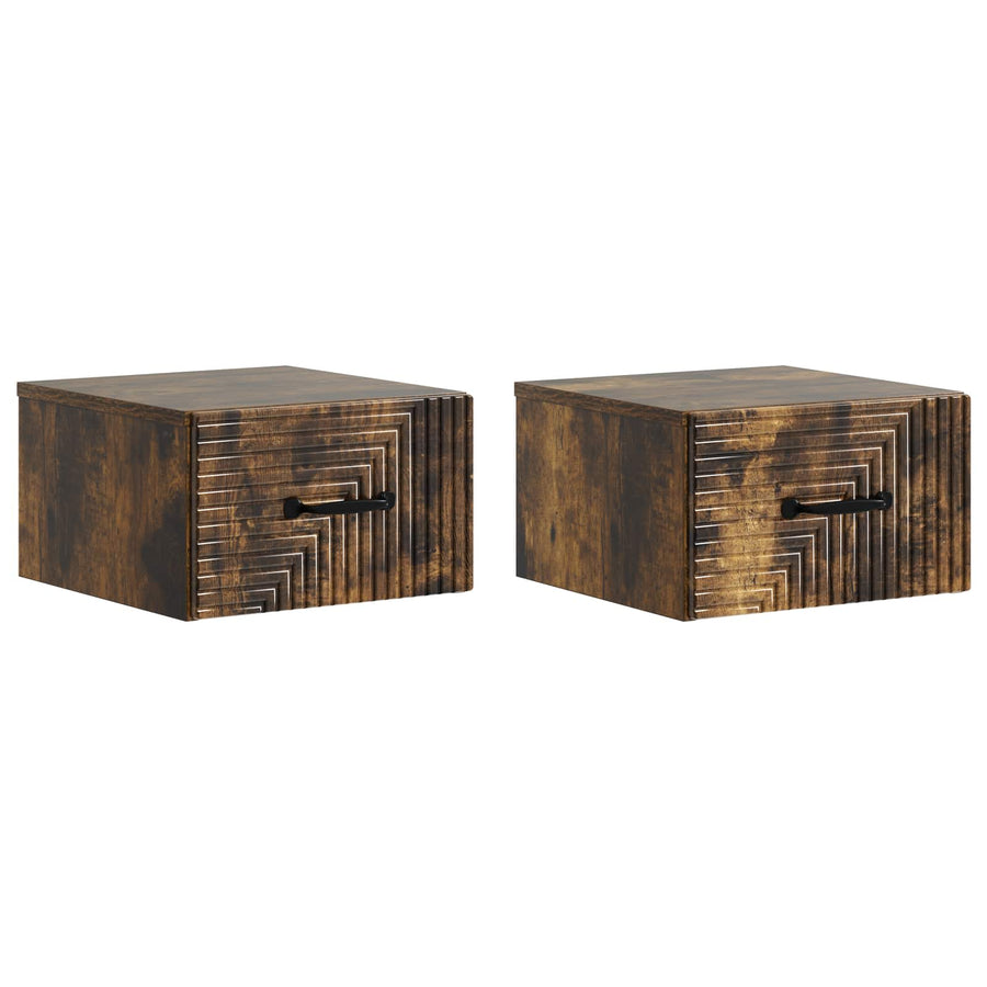 Wandbeugel Bedkast 2 pcs Gerookt eiken 34,5 x 33 x 20 cm