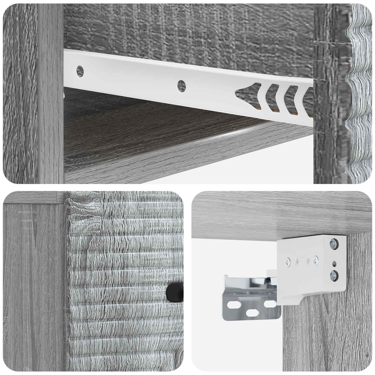 Wandbeugel Bedkast 2 pcs Grijs sonoma 34,5 x 33 x 20 cm
