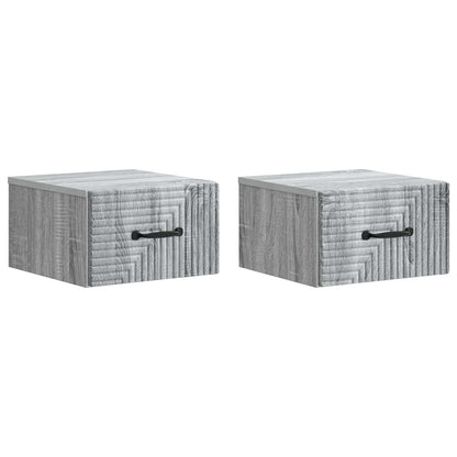 Wandbeugel Bedkast 2 pcs Grijs sonoma 34,5 x 33 x 20 cm