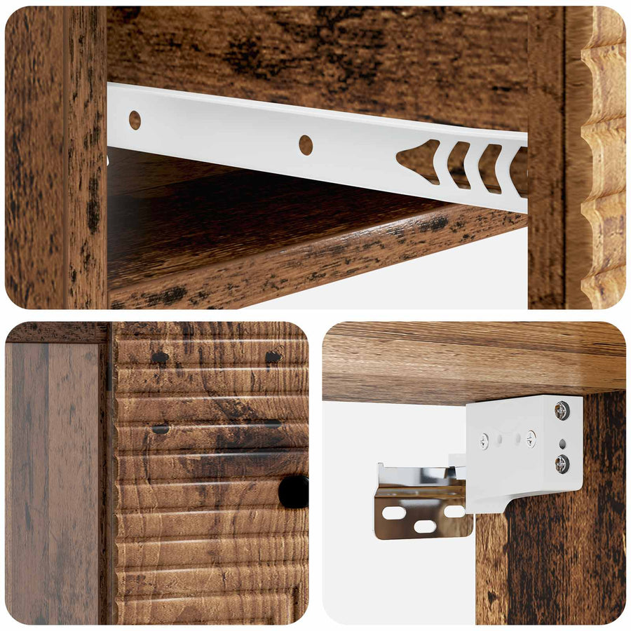Wandbeugel Bedkast Oud hout 34,5 x 33 x 20 cm Bewerkt hout