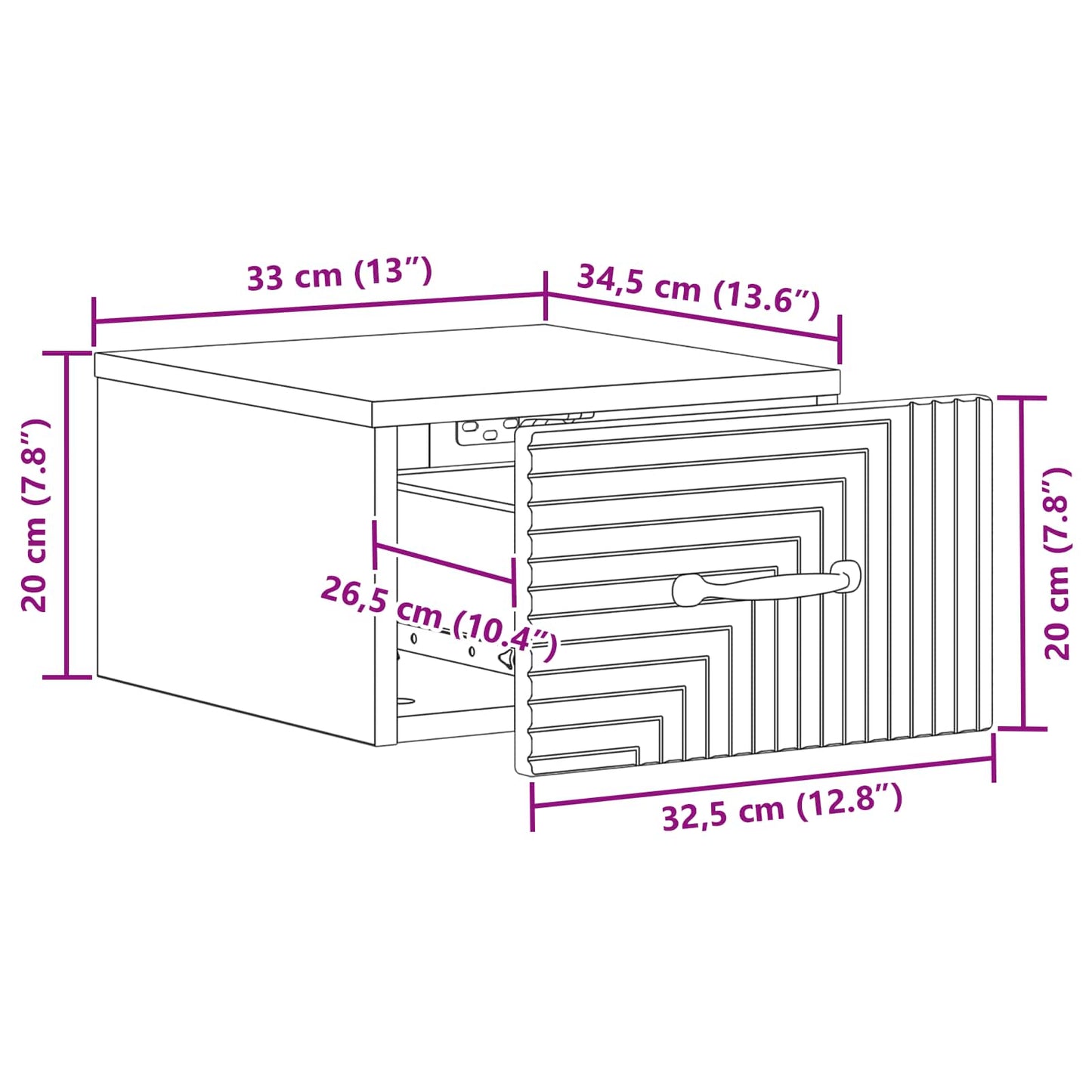 Wandbeugel Bedkast Oud hout 34,5 x 33 x 20 cm Bewerkt hout