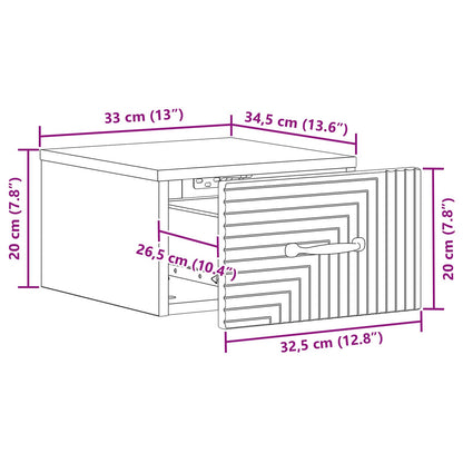 Wandbeugel Bedkast Oud hout 34,5 x 33 x 20 cm Bewerkt hout