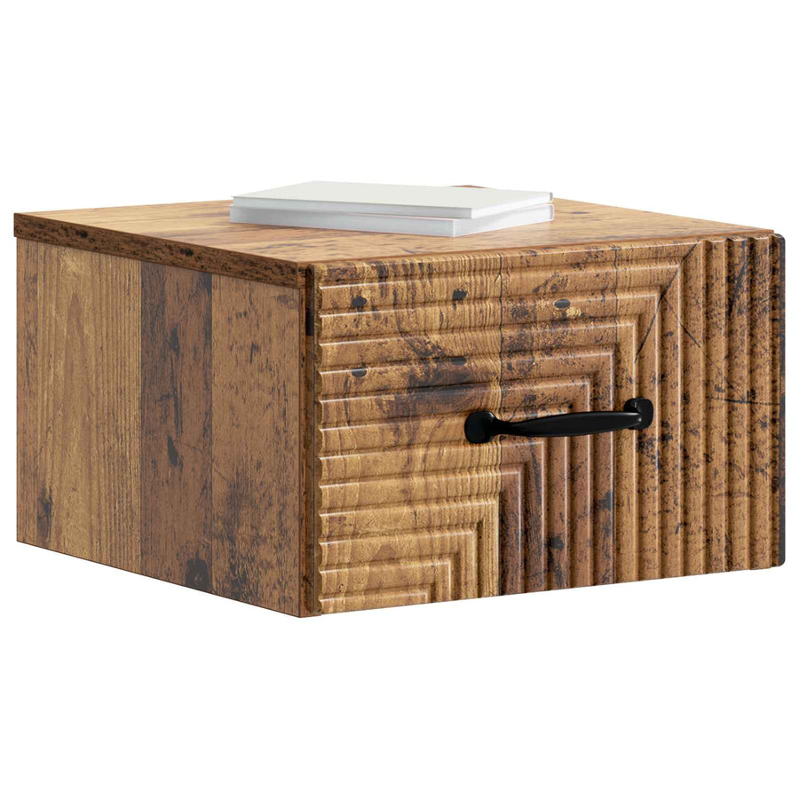 Wandbeugel Bedkast met lade 2 pcs Oud hout 34,5 x 33 x 20 cm