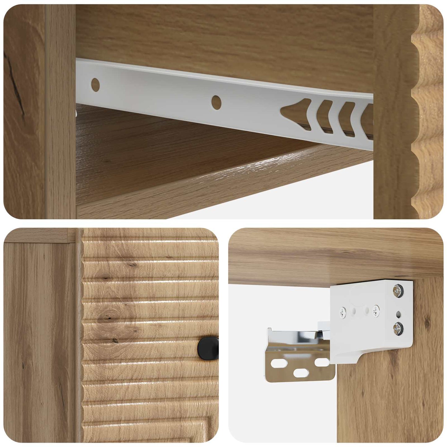 Wandbeugel Bedkast met lade Artisanaal eiken 34,5 x 33 x 20 cm