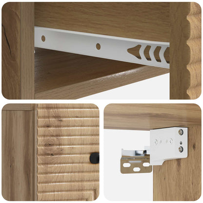 Wandbeugel Bedkast met lade Artisanaal eiken 34,5 x 33 x 20 cm