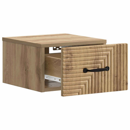 Wandbeugel Bedkast met lade Artisanaal eiken 34,5 x 33 x 20 cm