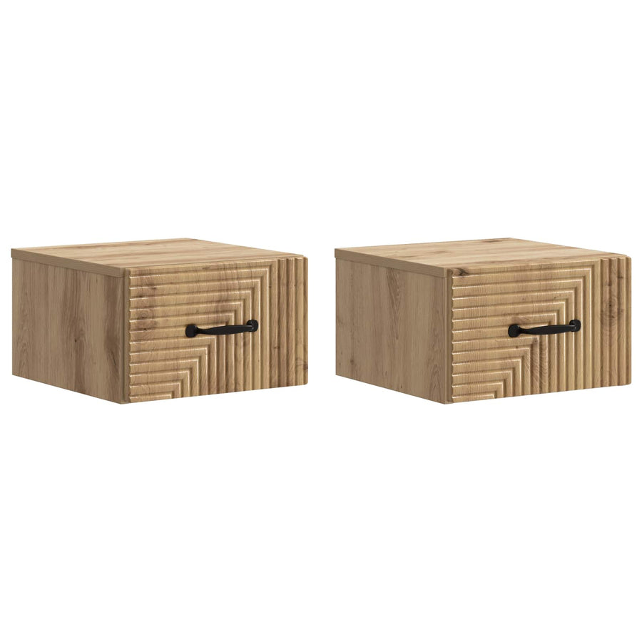 Wandbeugel Bedkast 2 pcs Artisanaal eiken 34,5 x 33 x 20 cm