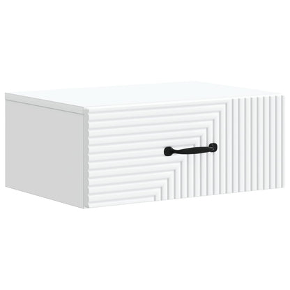 Wandbeugel Bedkast met lade Wit 49 x 34,5 x 20 cm Bewerkt hout