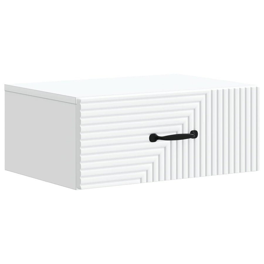 Wandbeugel Bedkast met lade Wit 49 x 34,5 x 20 cm Bewerkt hout