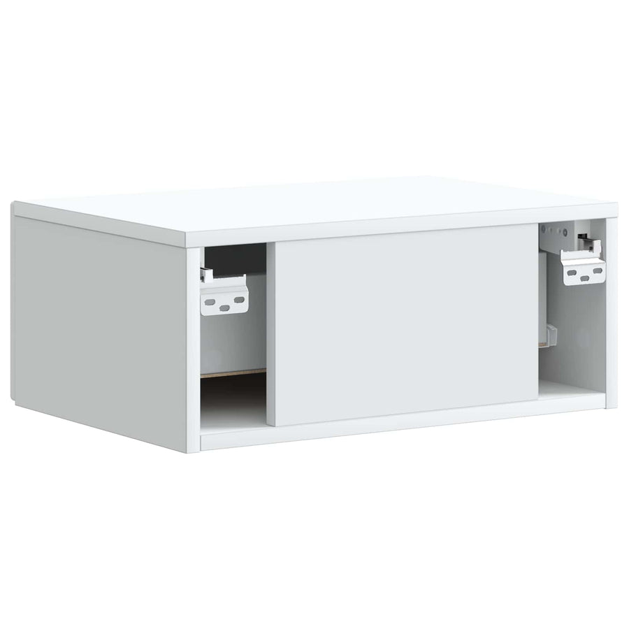 Wandbeugel Bedkast met lade Wit 49 x 34,5 x 20 cm Bewerkt hout