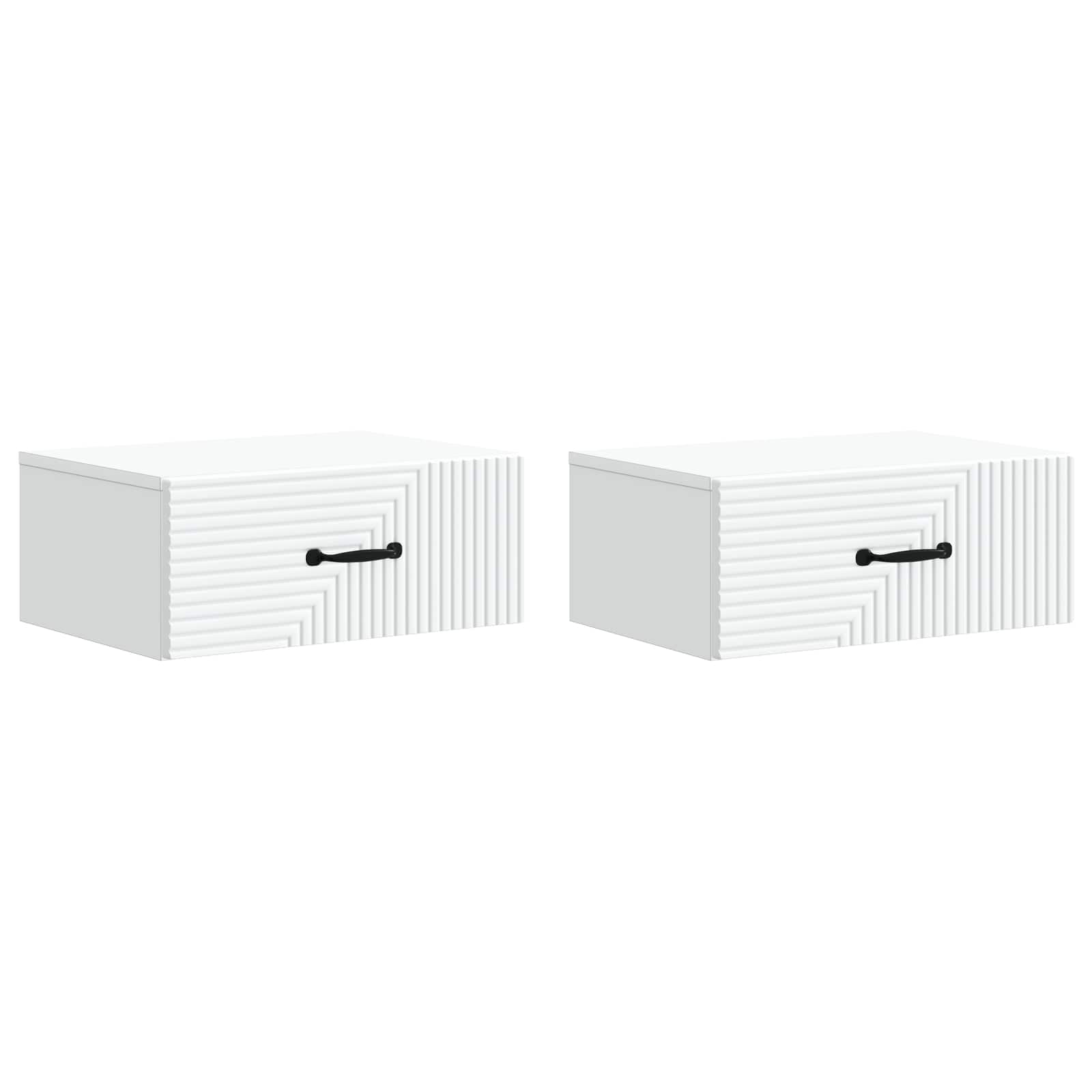 Wandbeugel Bedkast 2 pcs Wit 49 x 34,5 x 20 cm Bewerkt hout
