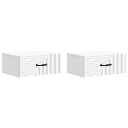 Wandbeugel Bedkast 2 pcs Wit 49 x 34,5 x 20 cm Bewerkt hout