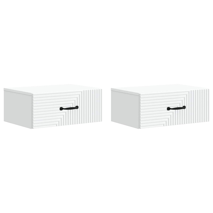 Wandbeugel Bedkast 2 pcs Wit 49 x 34,5 x 20 cm Bewerkt hout