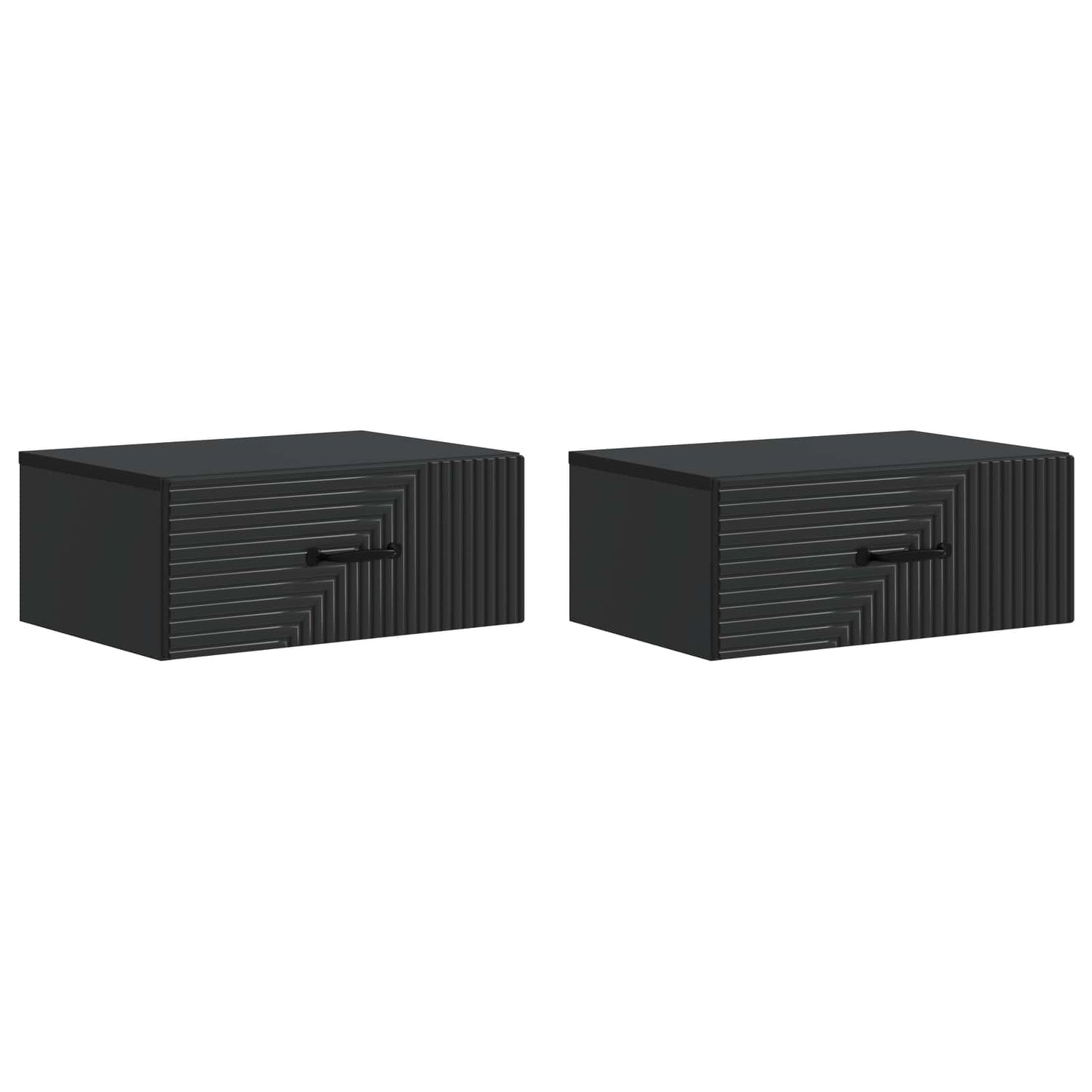Wandbeugel Bedkast 2 pcs Zwart 49 x 34,5 x 20 cm Bewerkt hout