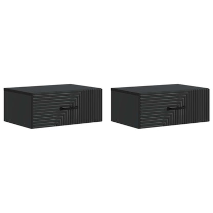 Wandbeugel Bedkast 2 pcs Zwart 49 x 34,5 x 20 cm Bewerkt hout