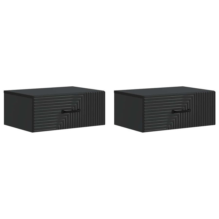 Wandbeugel Bedkast 2 pcs Zwart 49 x 34,5 x 20 cm Bewerkt hout