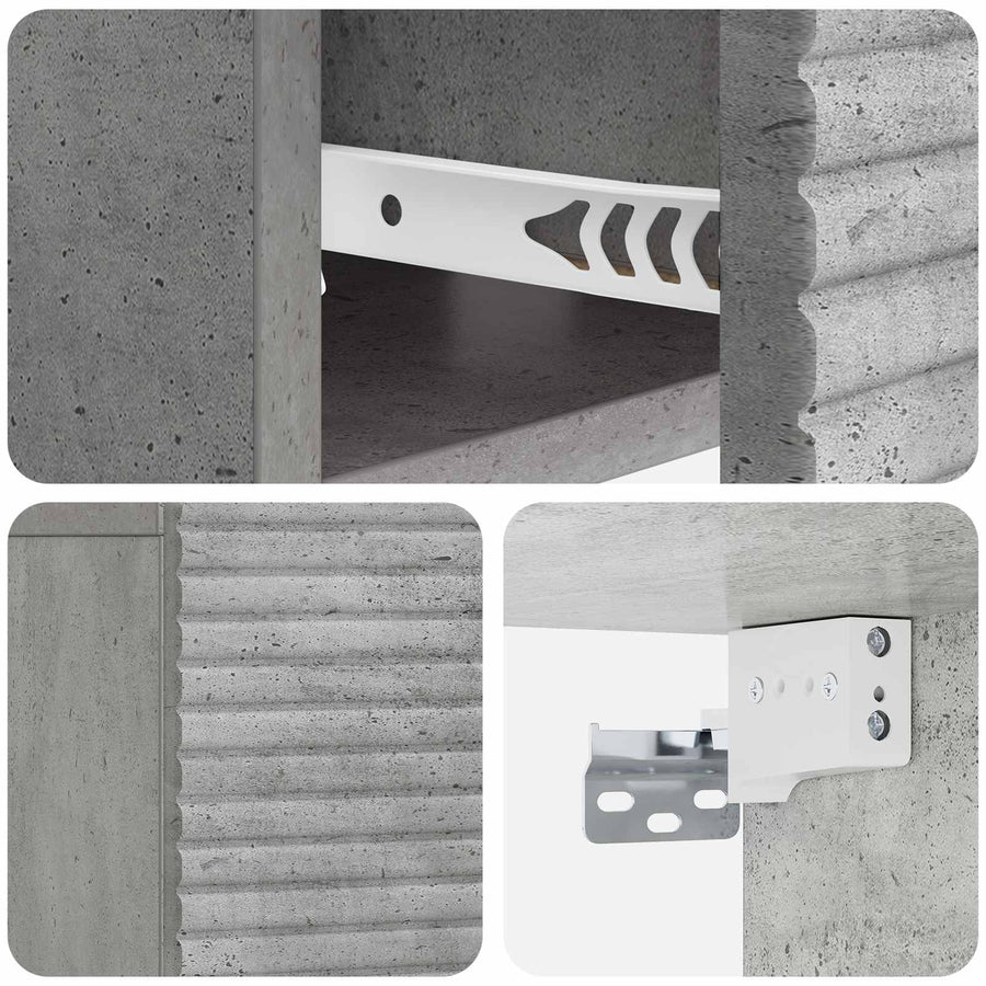 Wandbeugel Bedkast Betongrijs 49 x 34,5 x 20 cm Bewerkt hout