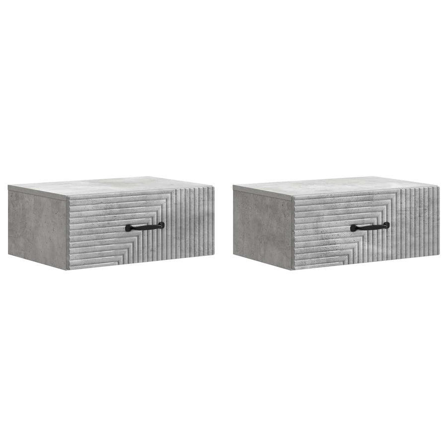 Wandbeugel Bedkast met lade 2 pcs Betongrijs 49 x 34,5 x 20 cm
