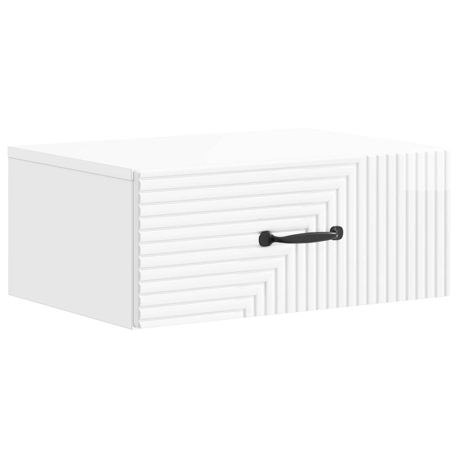 Wandbeugel Bedkast Hoogglans Wit 49 x 34,5 x 20 cm Bewerkt hout