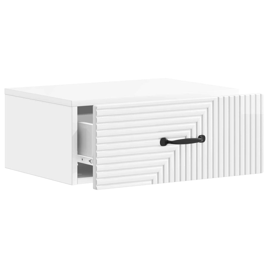 Wandbeugel Bedkast Hoogglans Wit 49 x 34,5 x 20 cm Bewerkt hout