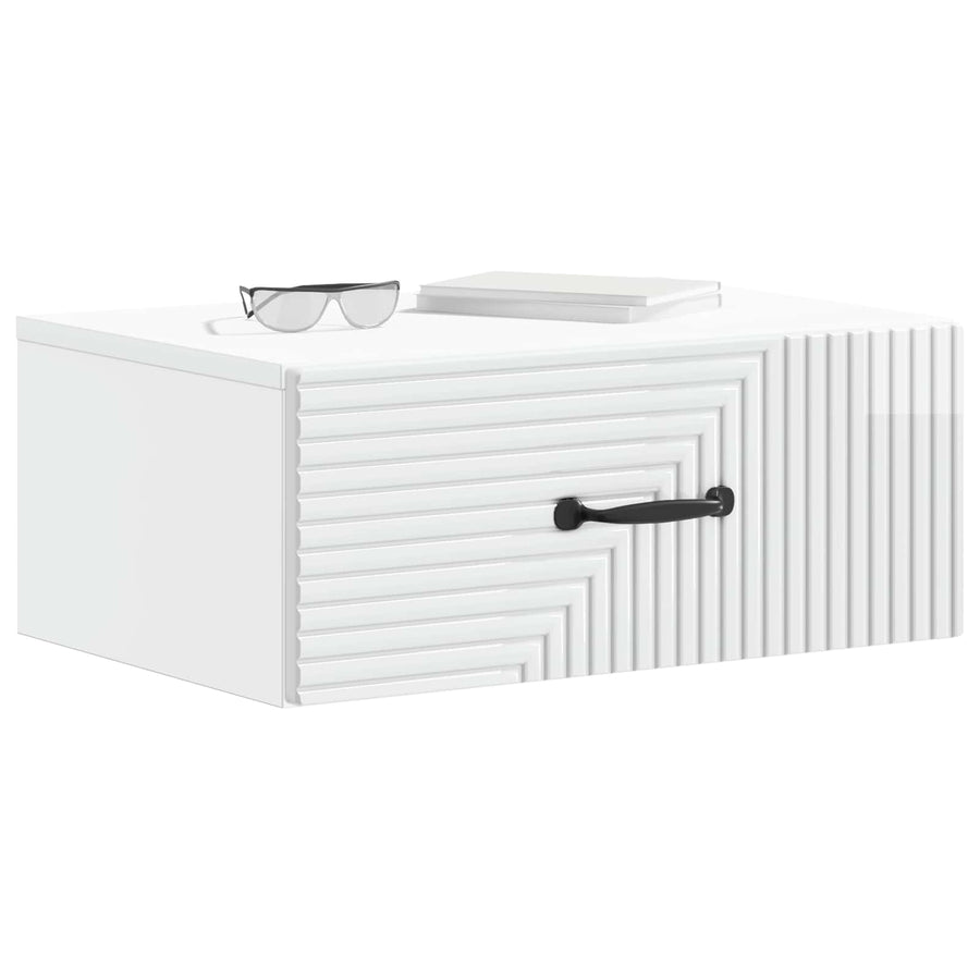 Wandbeugel Bedkast Hoogglans Wit 49 x 34,5 x 20 cm Bewerkt hout