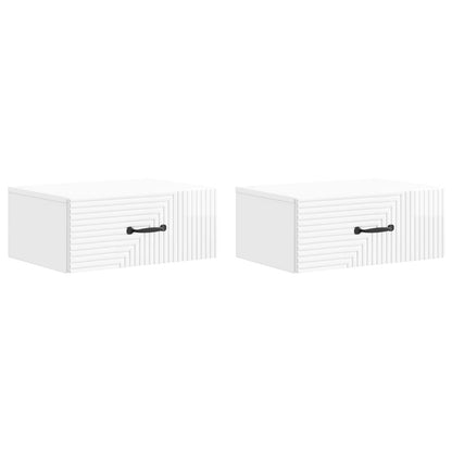 Wandbeugel Bedkast 2 pcs Hoogglans Wit 49 x 34,5 x 20 cm