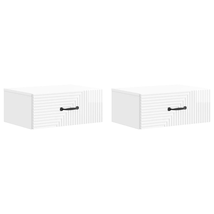 Wandbeugel Bedkast 2 pcs Hoogglans Wit 49 x 34,5 x 20 cm