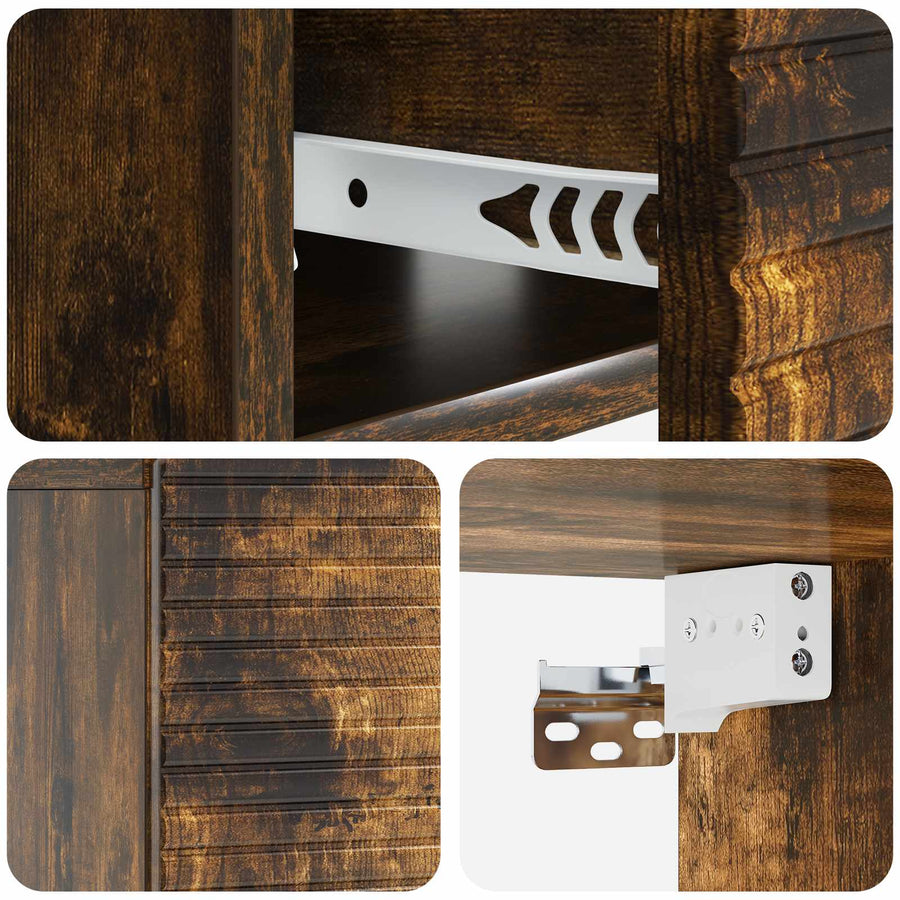Wandbeugel Bedkast Gerookt eiken 49 x 34,5 x 20 cm Bewerkt hout