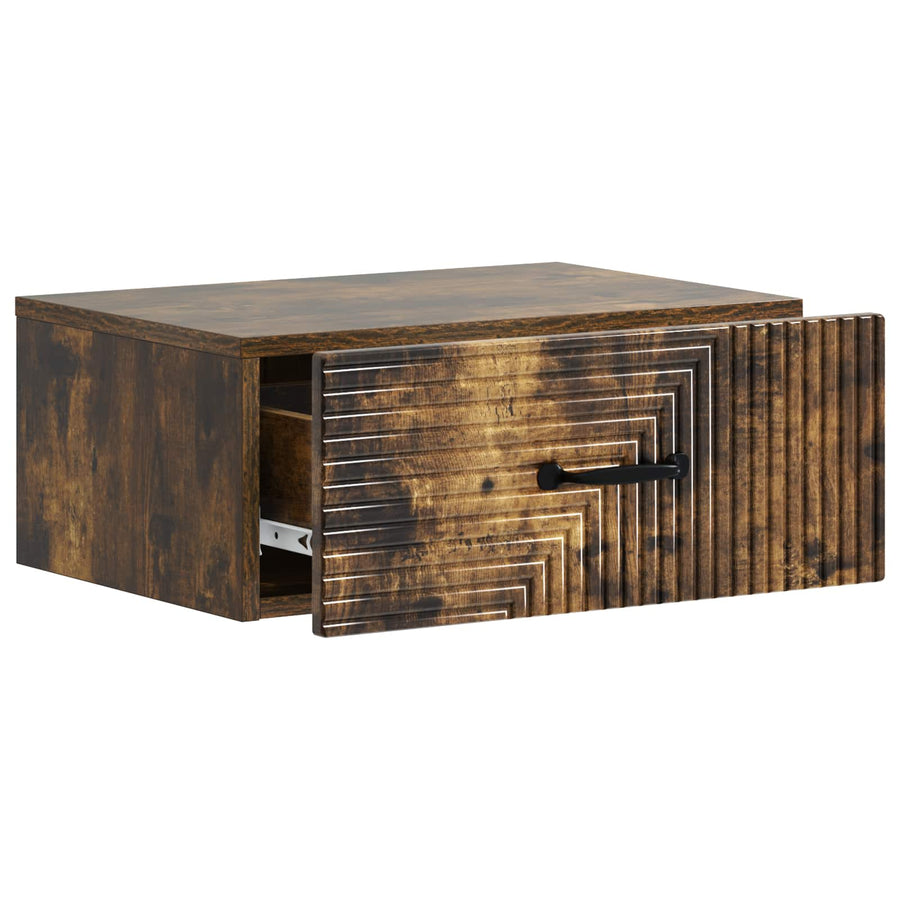 Wandbeugel Bedkast Gerookt eiken 49 x 34,5 x 20 cm Bewerkt hout