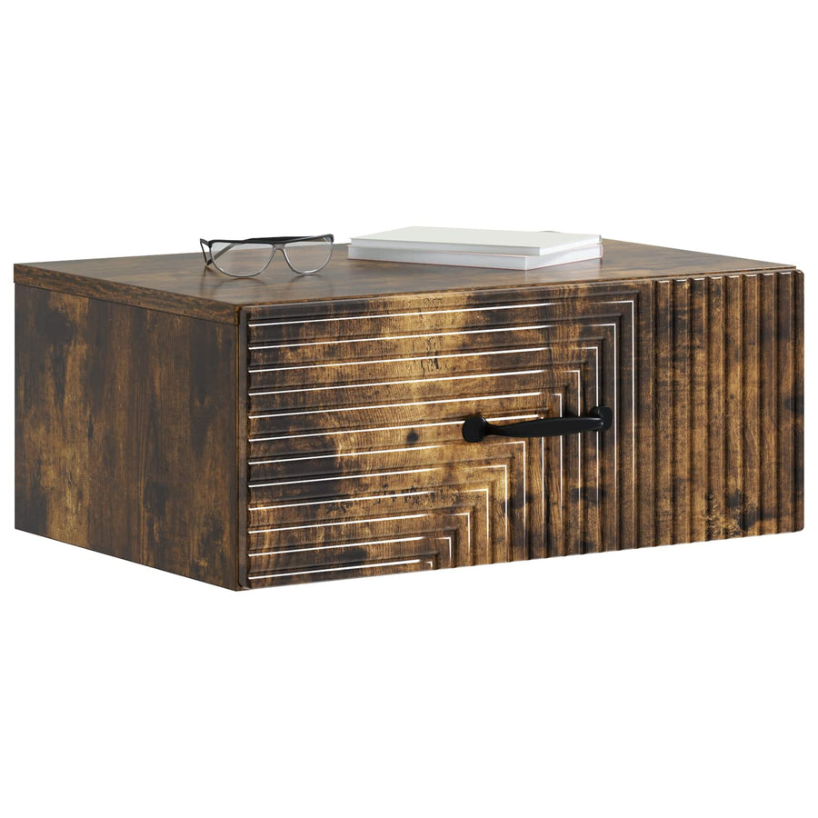Wandbeugel Bedkast Gerookt eiken 49 x 34,5 x 20 cm Bewerkt hout