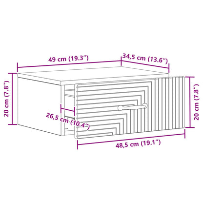 Wandbeugel Bedkast Grijs sonoma 49 x 34,5 x 20 cm Bewerkt hout