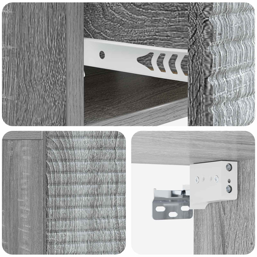 Wandbeugel Bedkast 2 pcs Grijs sonoma 49 x 34,5 x 20 cm
