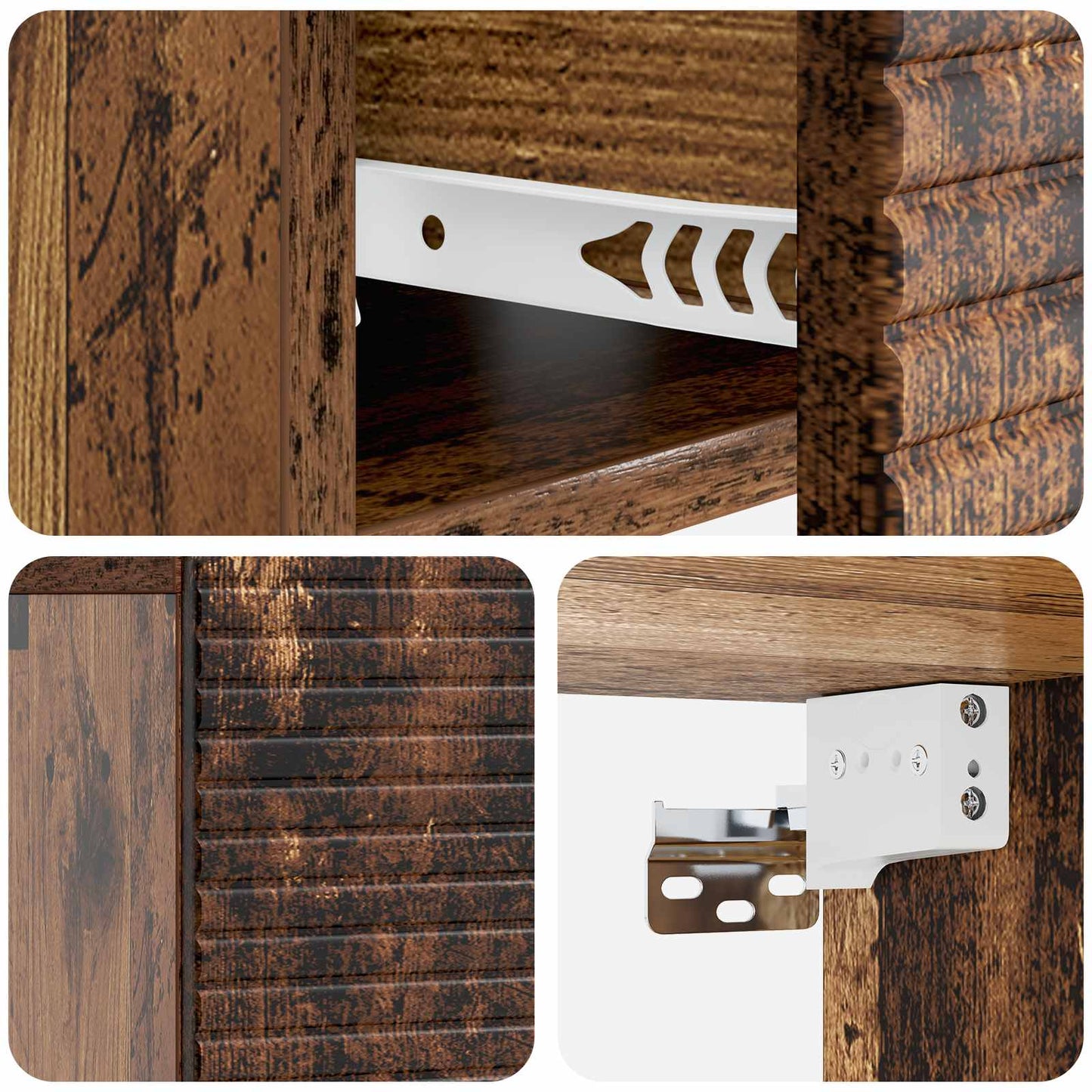 Wandbeugel Bedkast Oud hout 49 x 34,5 x 20 cm Bewerkt hout
