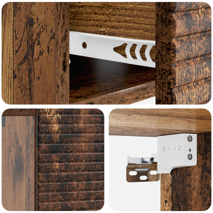 Wandbeugel Bedkast met lade 2 pcs Oud hout 49 x 34,5 x 20 cm