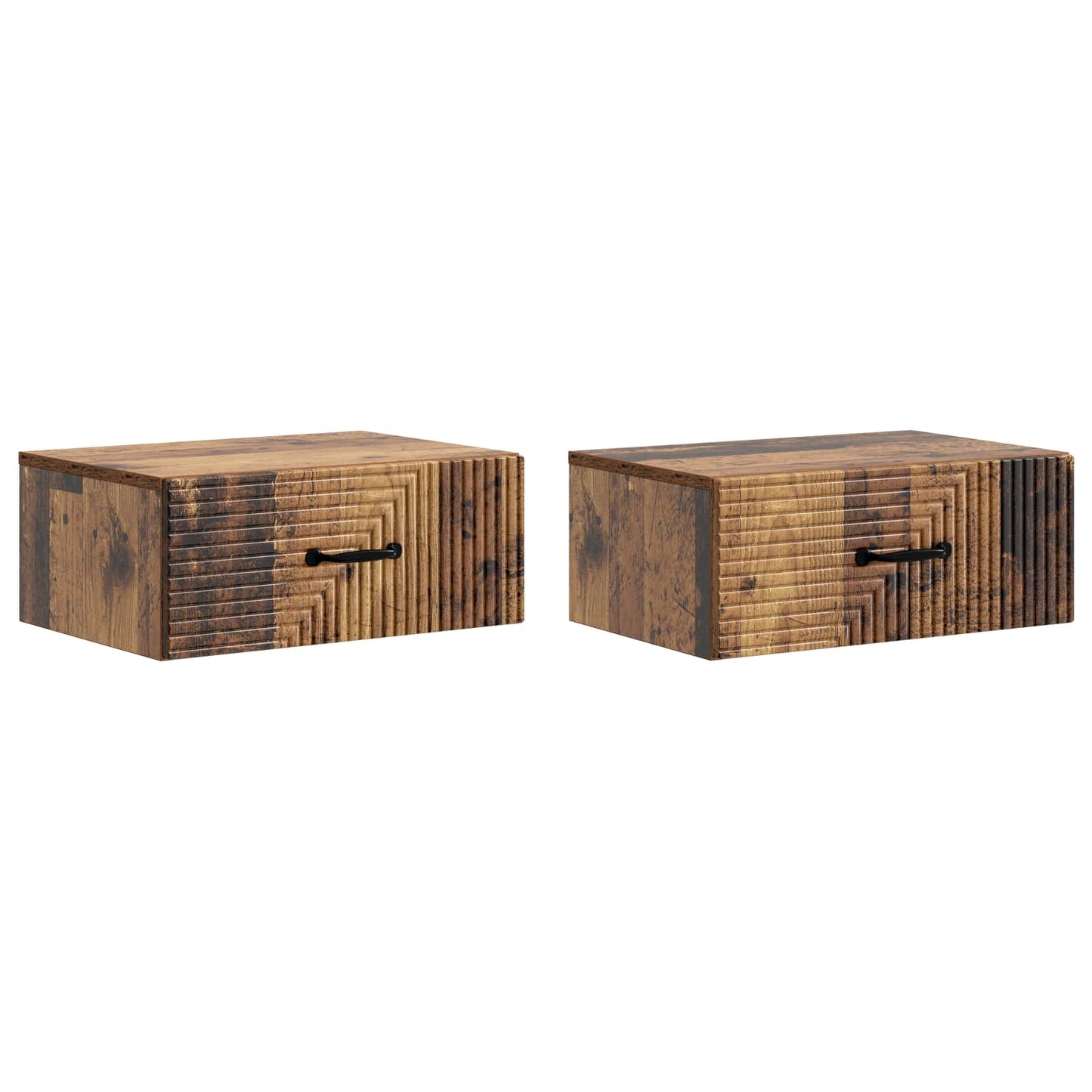 Wandbeugel Bedkast met lade 2 pcs Oud hout 49 x 34,5 x 20 cm